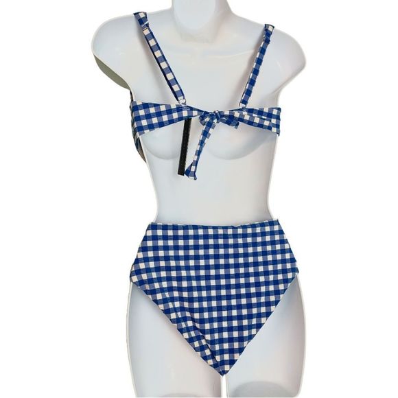 ☀️☀️☀️ Gianni Bini PUCKER UP 2 Piece Gingham Check Bikini - Picture 7 of 9